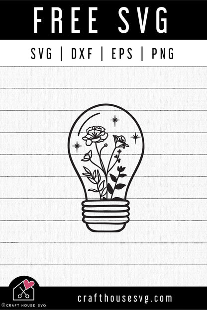 FREE Floral Light Bulb SVG Flower cut file FB387 - Craft House SVG