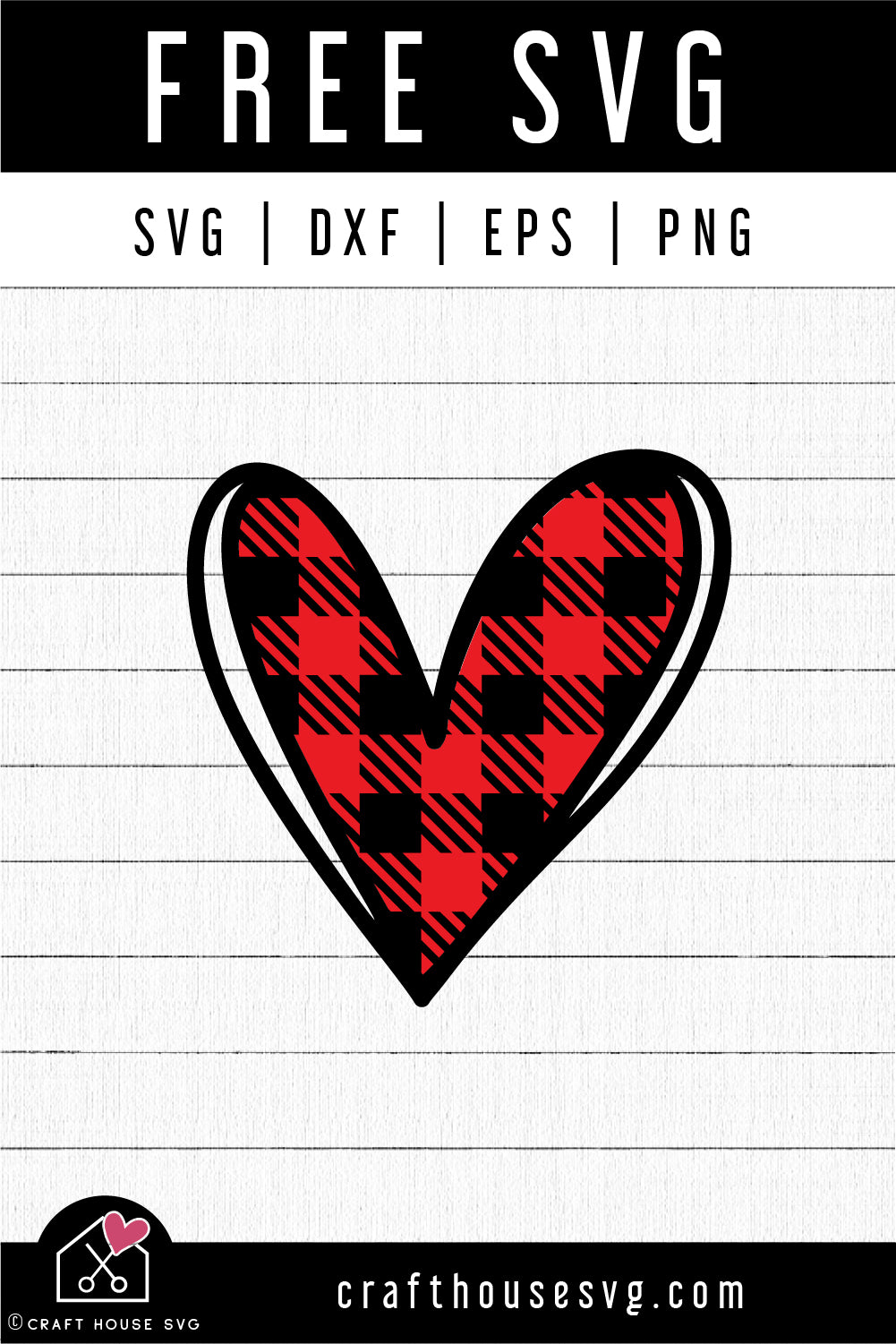 FREE Plaid Heart SVG Valentine cut file FB389