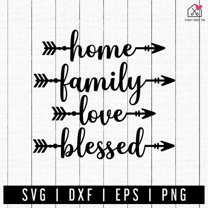 FREE Home Family Love Blessed SVG Sign with Arrow cut file FB390 - Craft House SVG