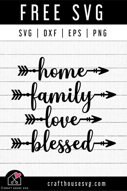 FREE Home Family Love Blessed SVG Sign with Arrow cut file FB390 - Craft House SVG