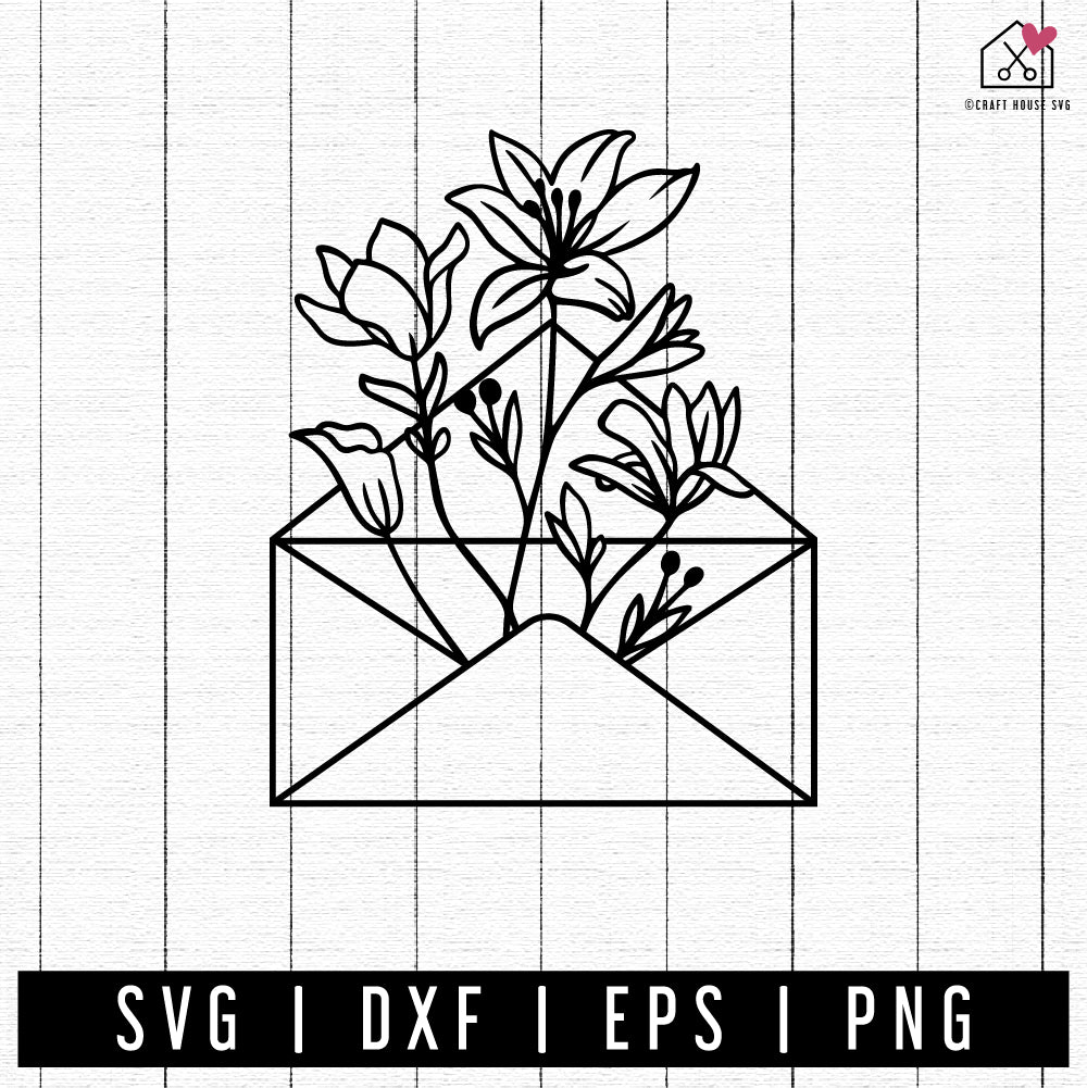 FREE Floral Envelope SVG Wildflowers cut file FB391 - Craft House SVG