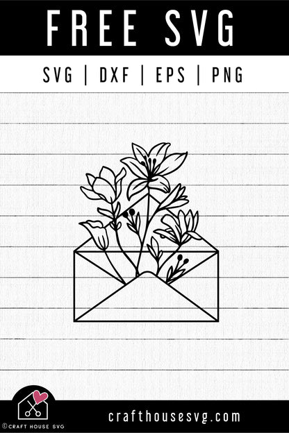FREE Floral Envelope SVG Wildflowers cut file FB391 - Craft House SVG