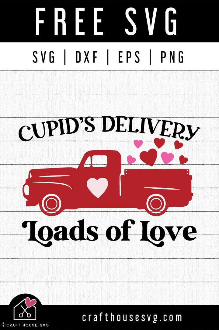 FREE Cupids Delivery Loads of Love SVG Valentine Sign cut file FB394