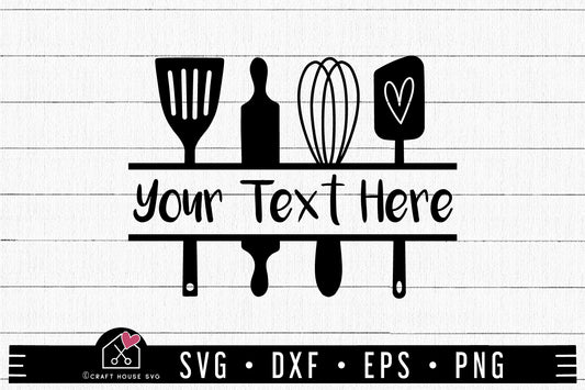 FREE Kitchen Monogram SVG Utensils split sign cut file FB395
