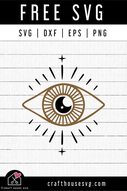 FREE Celestial Eye Moon SVG Mystical cut file FB396