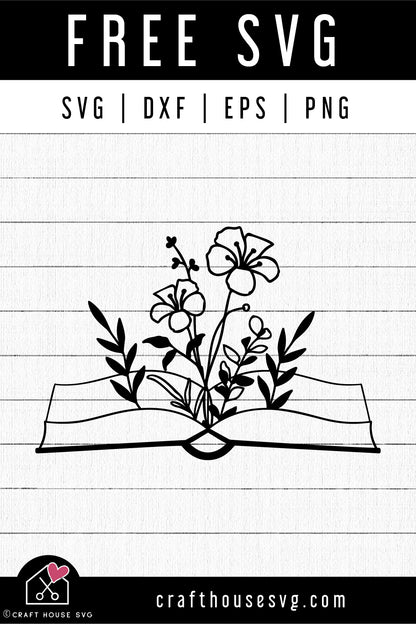 FREE Book Wildflowers SVG Flowers cut file FB401 - Craft House SVG
