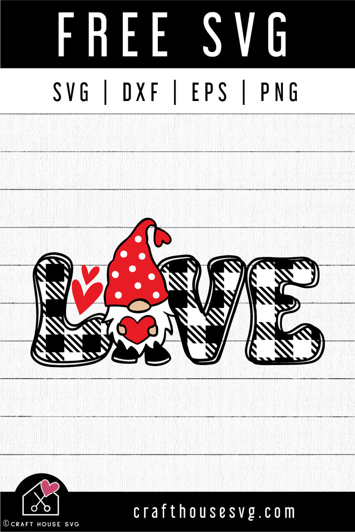 FREE LOVE Gnome SVG Valentines Day Cut File FB403