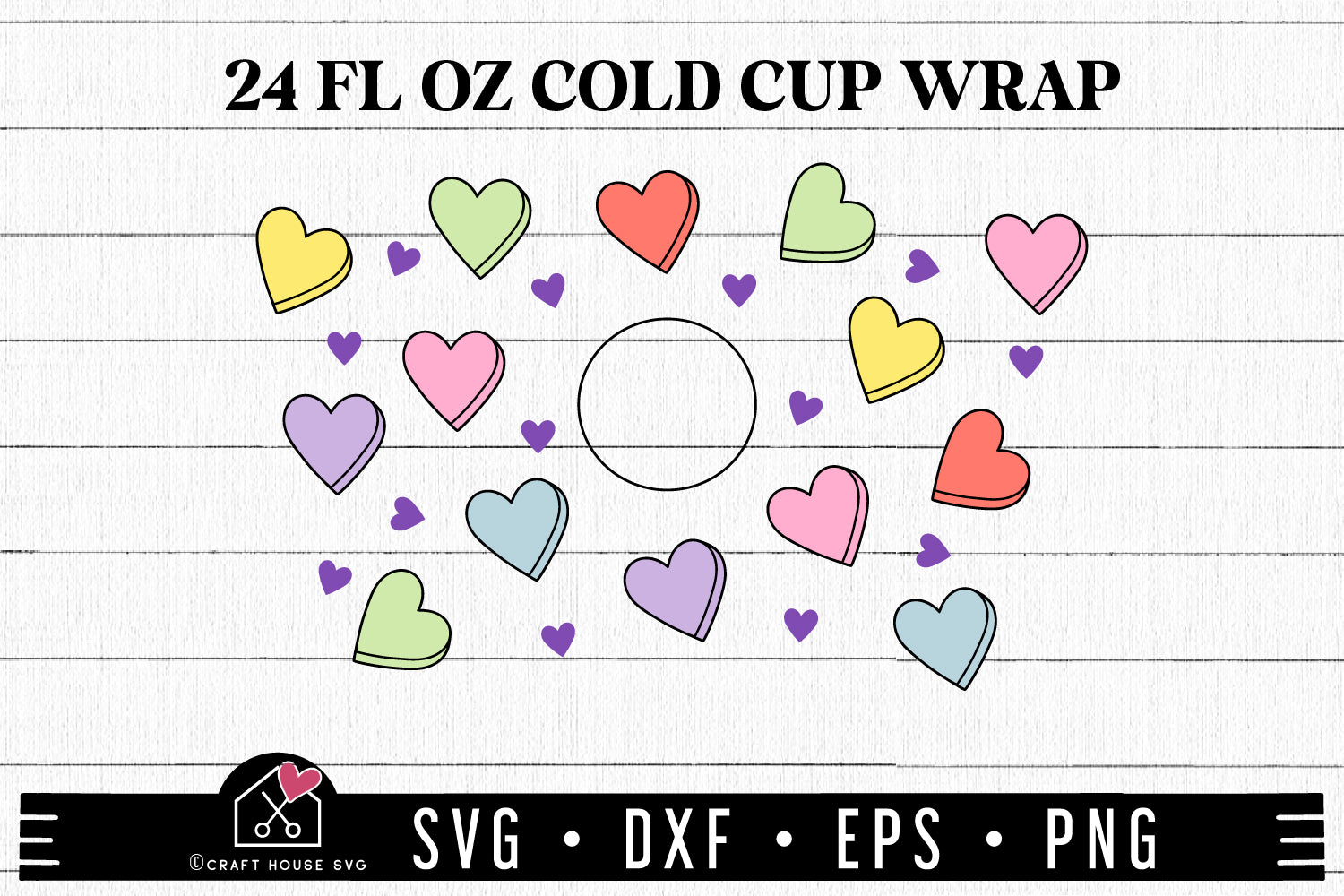 FREE Blank Conversation Heart Cup Wrap Venti 24oz SVG cut file FB407