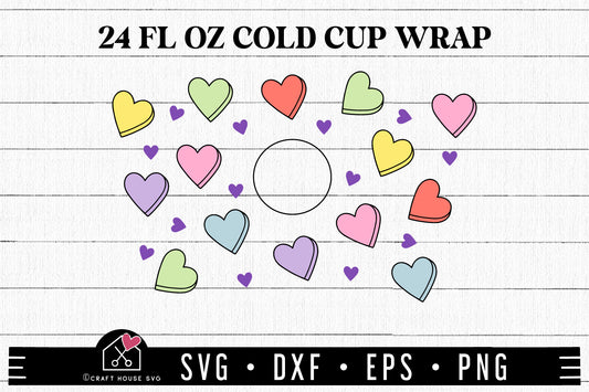FREE Blank Conversation Heart Cup Wrap Venti 24oz SVG cut file FB407