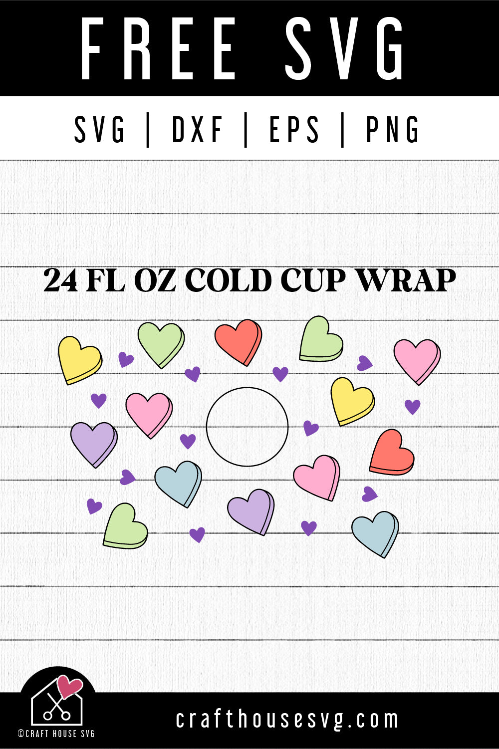 FREE Blank Conversation Heart Cup Wrap Venti 24oz SVG cut file FB407