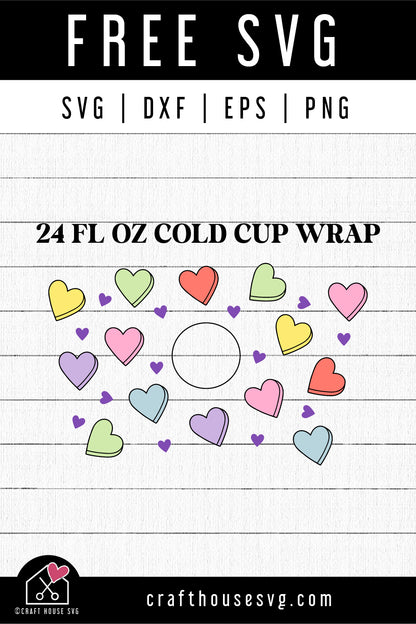 FREE Blank Conversation Heart Cup Wrap Venti 24oz SVG cut file FB407