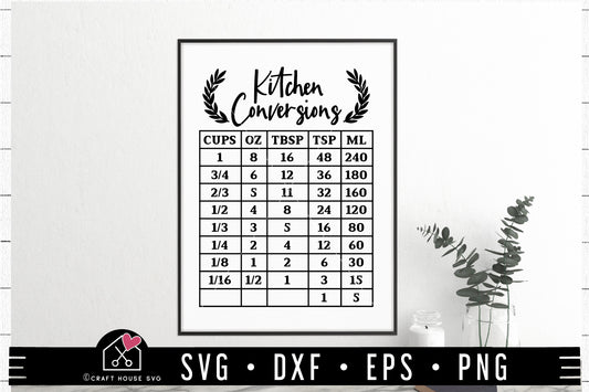 FREE Kitchen Conversions Chart SVG cut file FB410