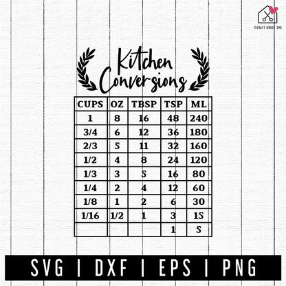 FREE Kitchen Conversions Chart SVG cut file FB410
