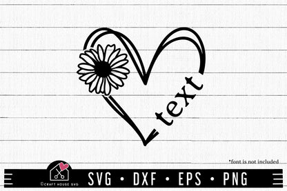 FREE Sketch Heart With Flower SVG FB427 - Craft House SVG