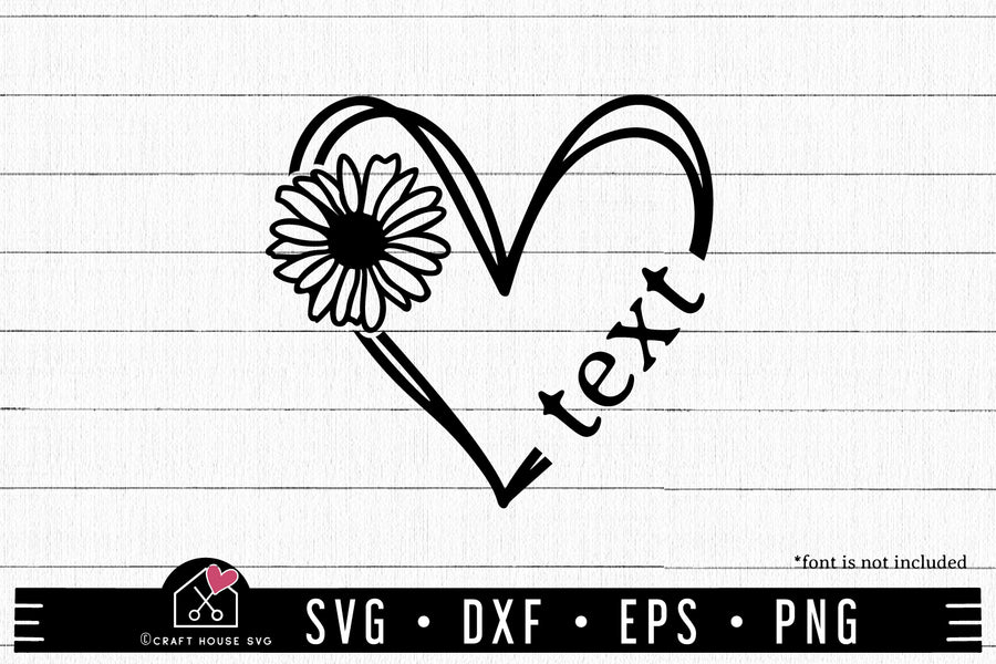 FREE Sketch Heart With Flower SVG FB427 - Craft House SVG