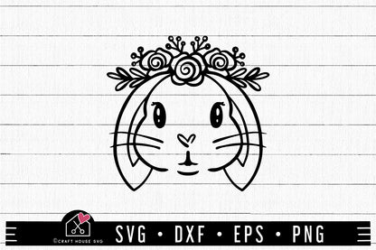 FREE Floral Bunny SVG FB431 - Craft House SVG