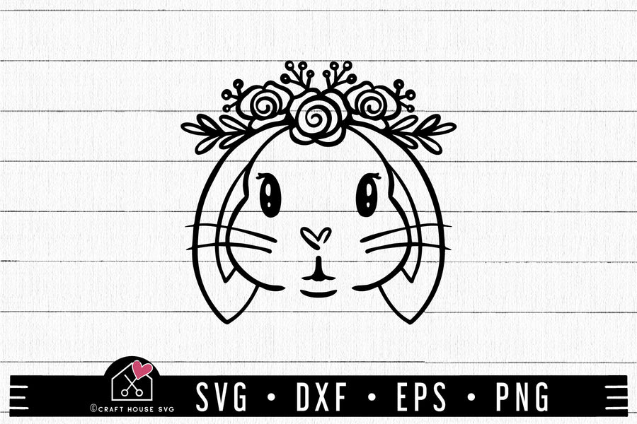 FREE Floral Bunny SVG FB431 - Craft House SVG