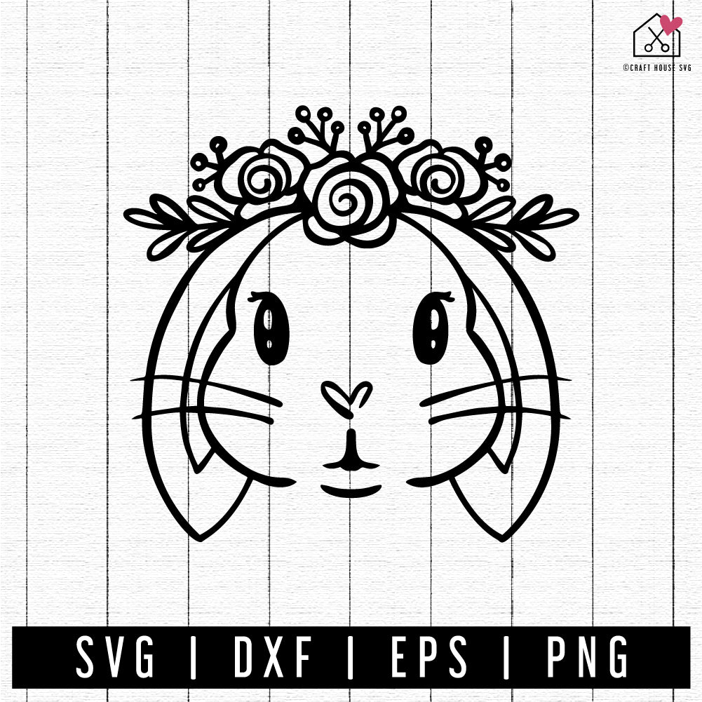 FREE Floral Bunny SVG FB431 - Craft House SVG