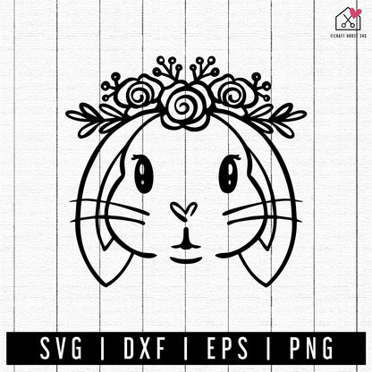 FREE Floral Bunny SVG FB431 - Craft House SVG