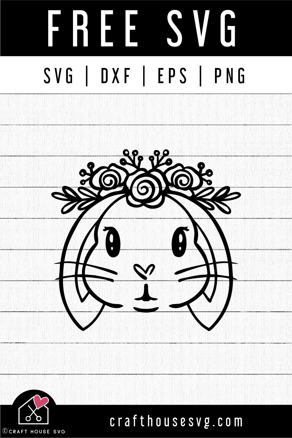 FREE Floral Bunny SVG FB431 - Craft House SVG