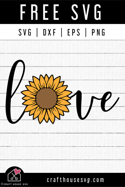 FREE Love Sunflower SVG Summer Cut File | FB454