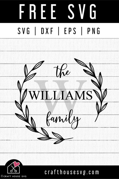 FREE Family Monogram SVG Farmhouse sign Cut File | FB455 - Craft House SVG