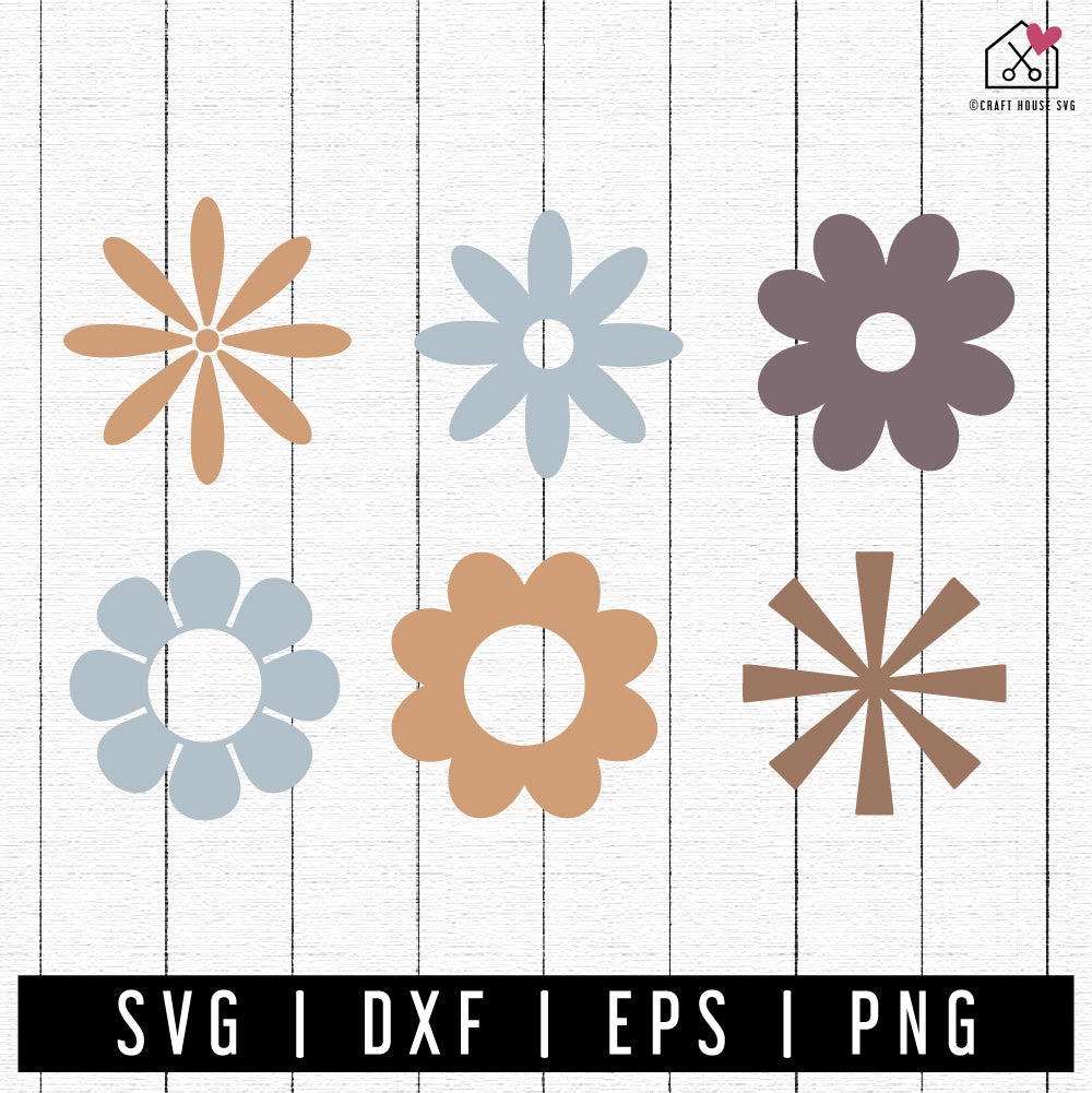 FREE Retro Flowers SVG Groovy Cut File | FB460 - Craft House SVG