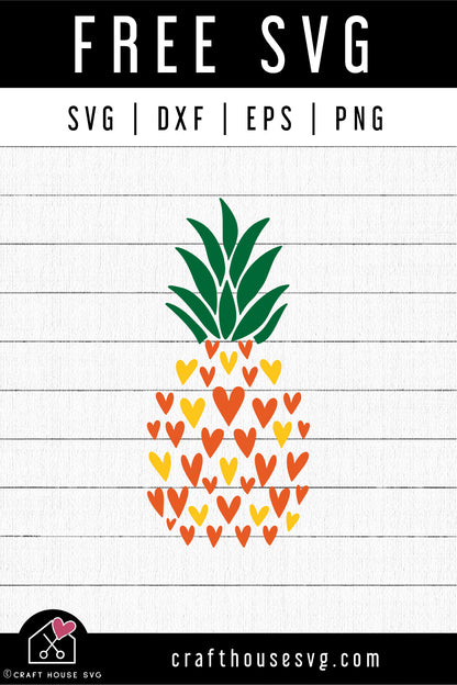 FREE Heart Pineapple SVG Summer Cut File | FB462 - Craft House SVG