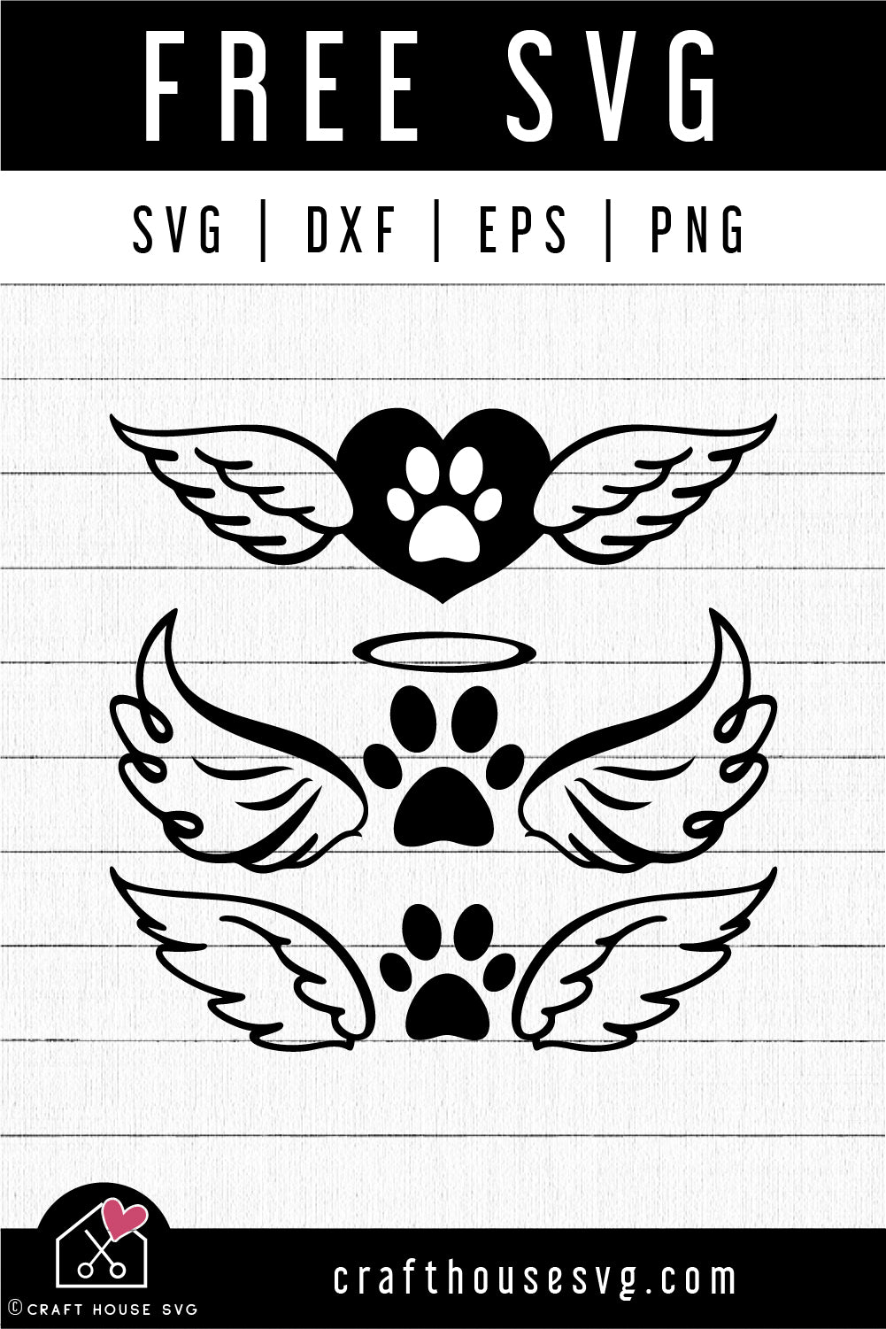 FREE Paw Wings SVG Pet Dog Memorial Cut File | FB471 - Craft House SVG