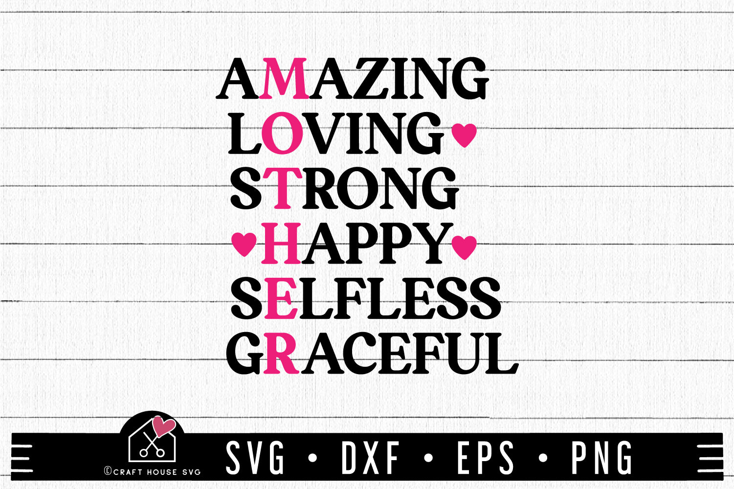 FREE Mother Amazing, Loving, Strong SVG Mother's Day Cut File | FB478 - Craft House SVG