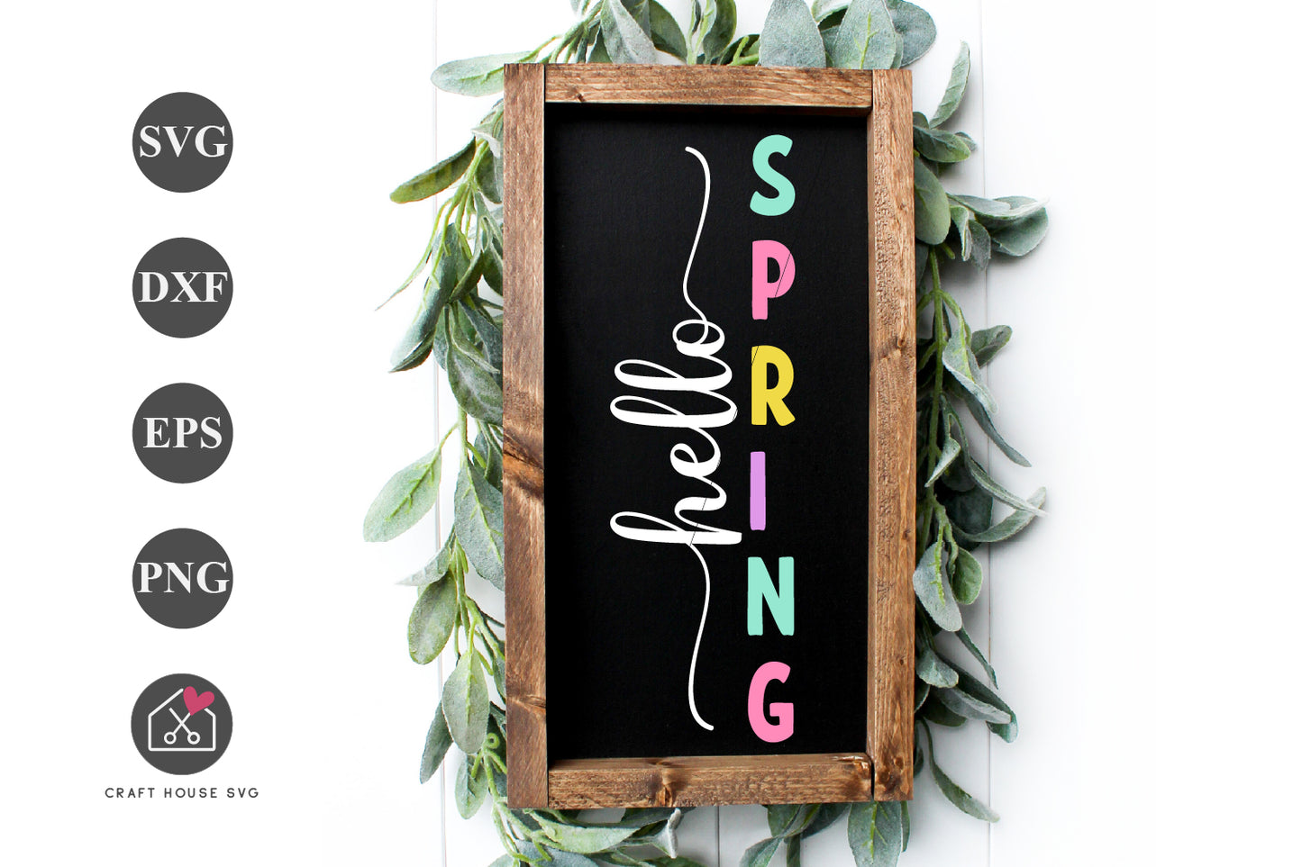 FREE Hello Spring SVG Vertical Sign Cut File | FB479 - Craft House SVG