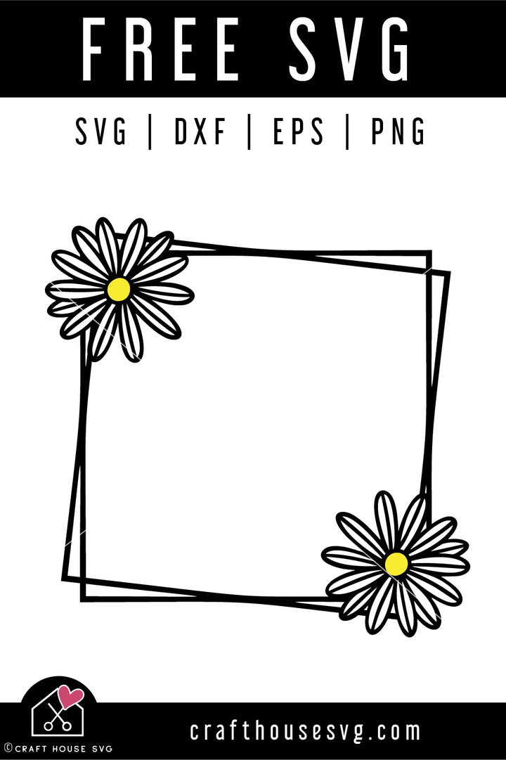 FREE Daisy Frame SVG Flower double frame Cut File | FB481
