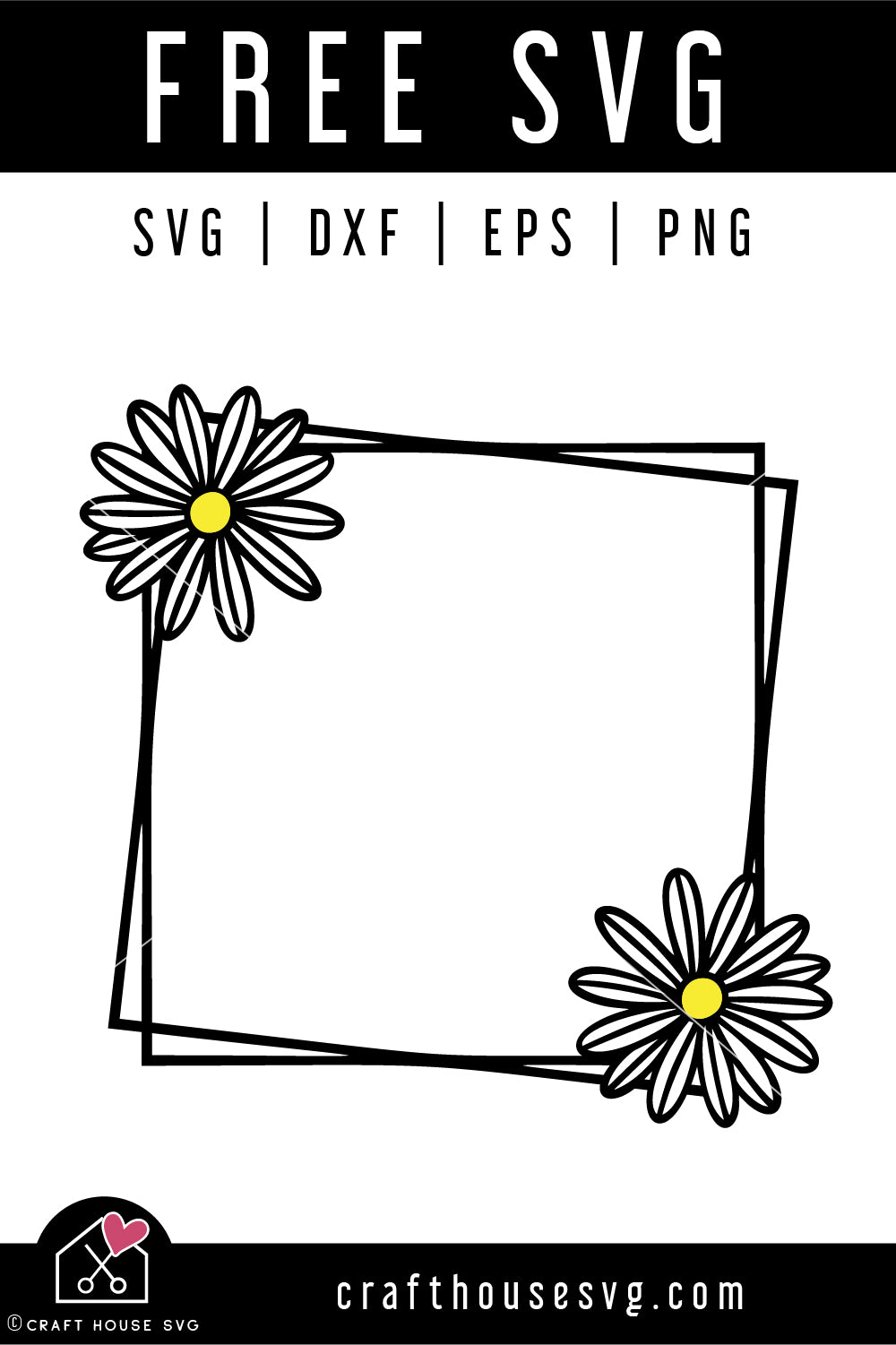 FREE Daisy Frame SVG Flower double frame Cut File | FB481 - Craft House SVG