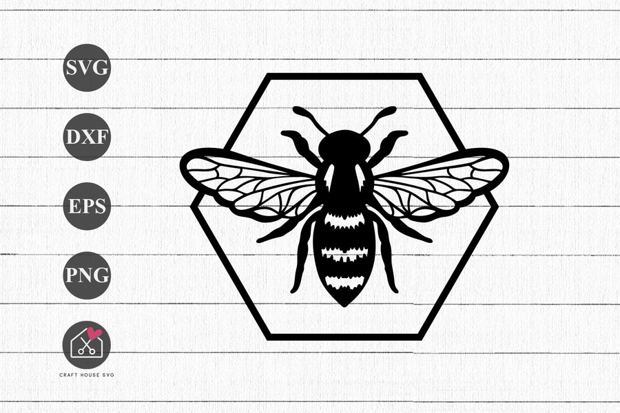 FREE Bee Hexagon Frame SVG Spring Sign Cut File | FB487 - Craft House SVG