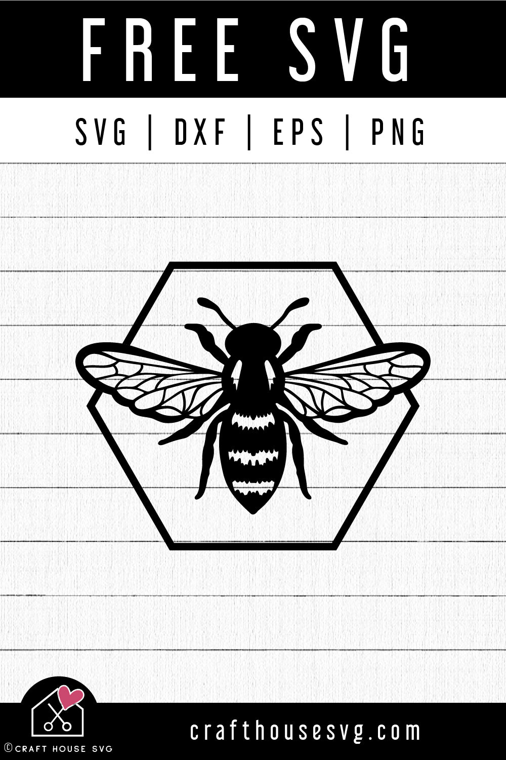 FREE Bee Hexagon Frame SVG Spring Sign Cut File | FB487 - Craft House SVG