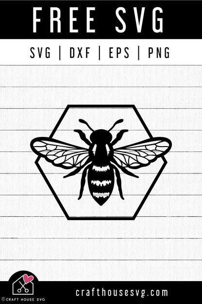 FREE Bee Hexagon Frame SVG Spring Sign Cut File | FB487 - Craft House SVG