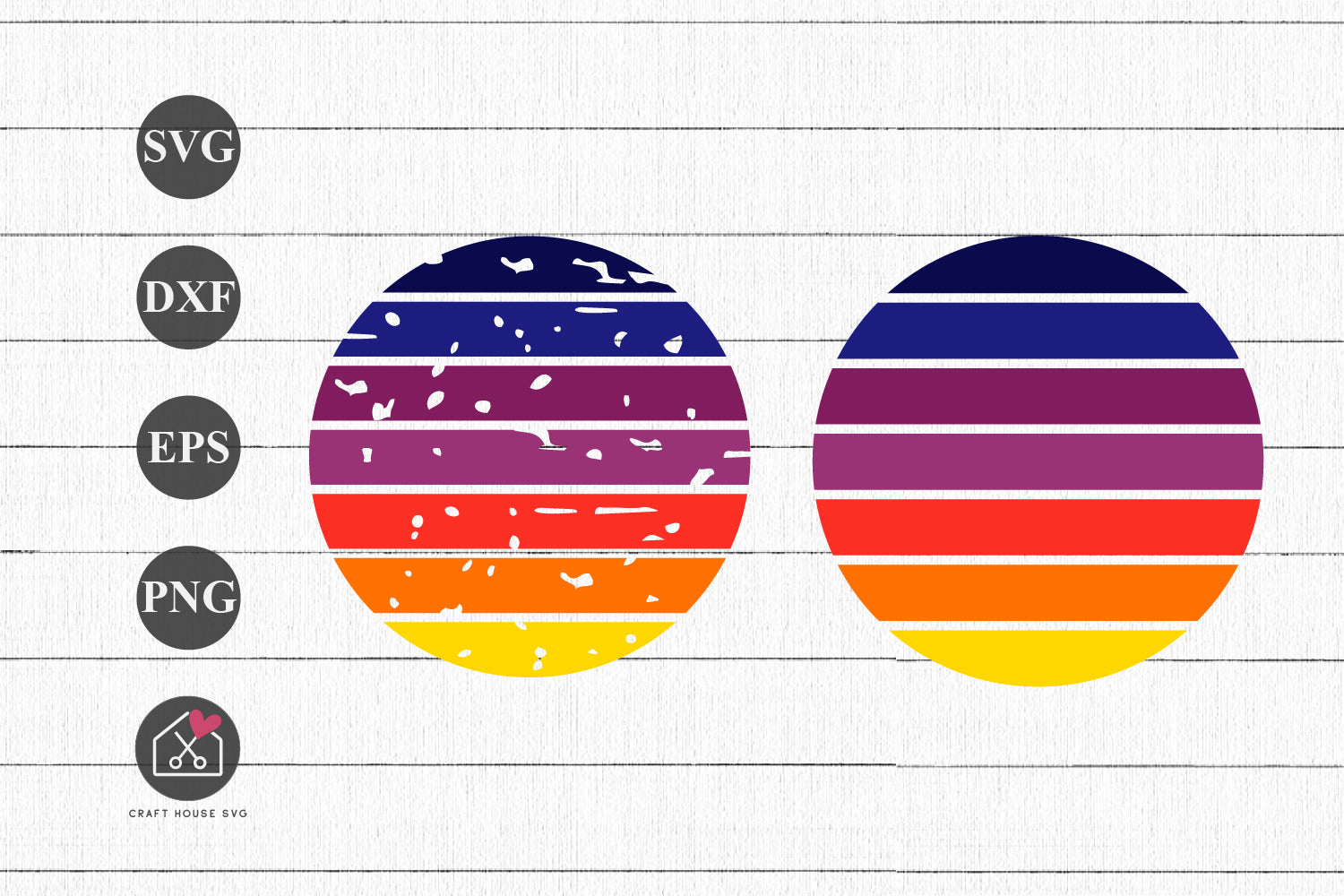FREE Retro Sunset SVG Distressed Summer Background Cut File | FB490 - Craft House SVG