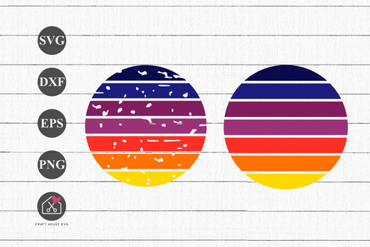 FREE Retro Sunset SVG Distressed Summer Background Cut File | FB490 - Craft House SVG