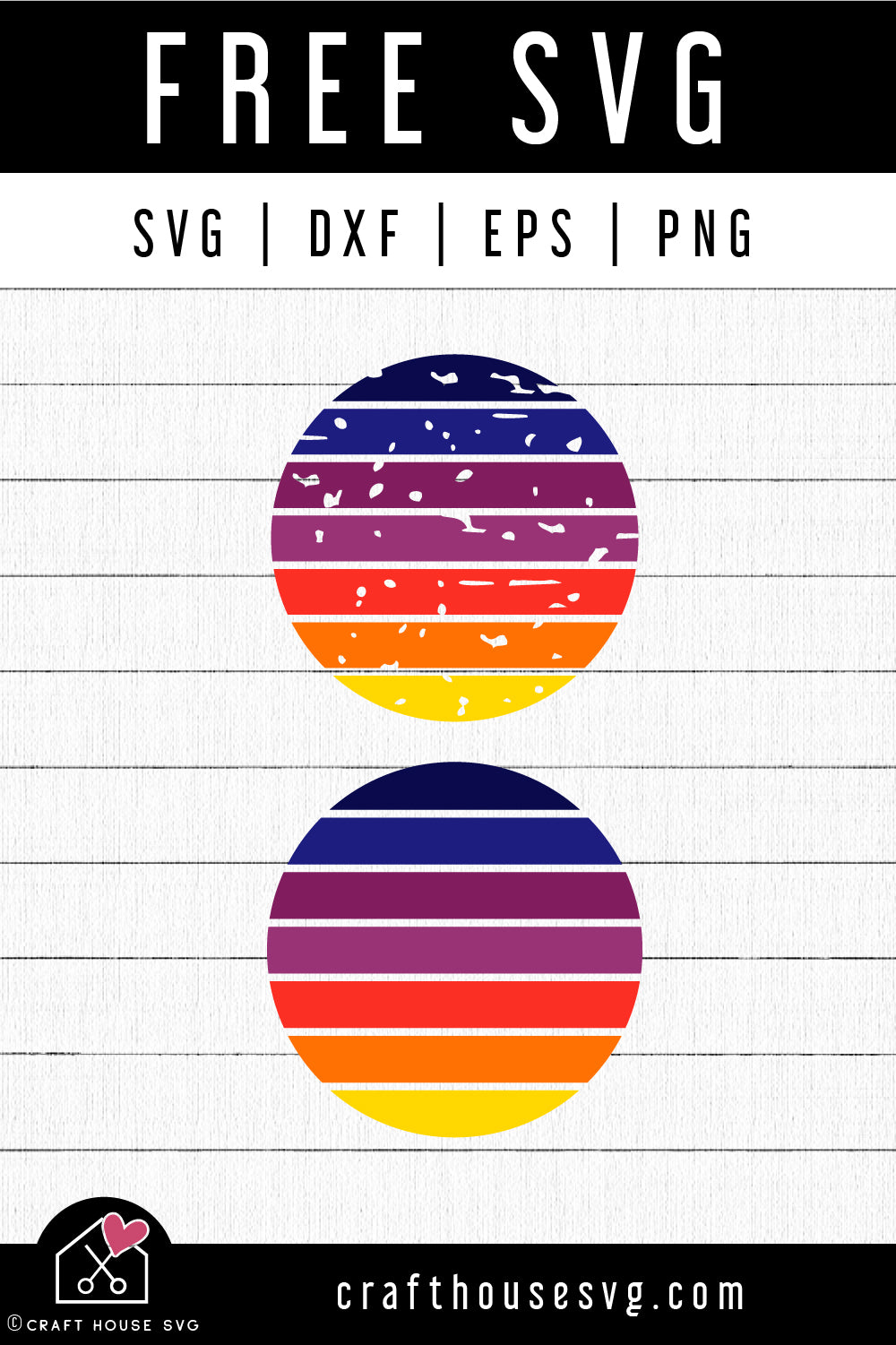 FREE Retro Sunset SVG Distressed Summer Background Cut File | FB490 - Craft House SVG