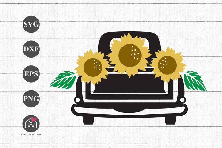 FREE Sunflower Truck SVG Summer Fall Sign Cut File | FB491