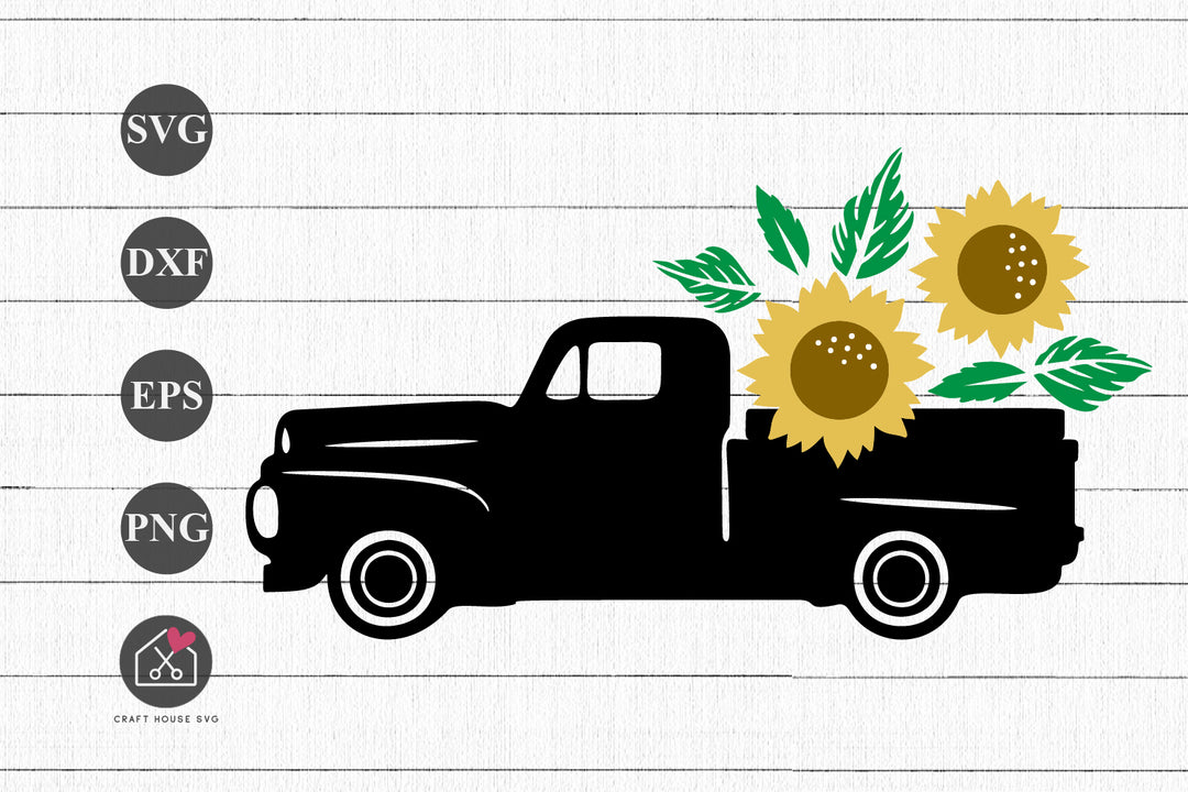 FREE Sunflower Truck SVG Summer Fall Sign Cut File | FB492