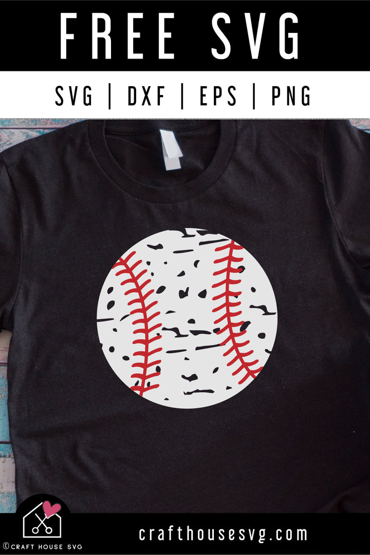 FREE Distressed Baseball SVG Baseball Shirt Design Cut File | FB493