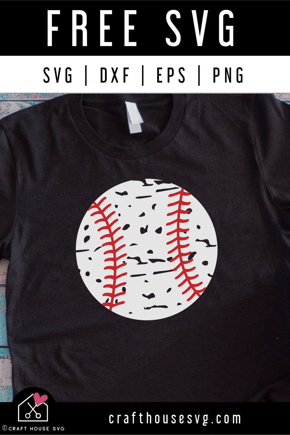 FREE Distressed Baseball SVG Baseball Shirt Design Cut File - Craft House  SVG
