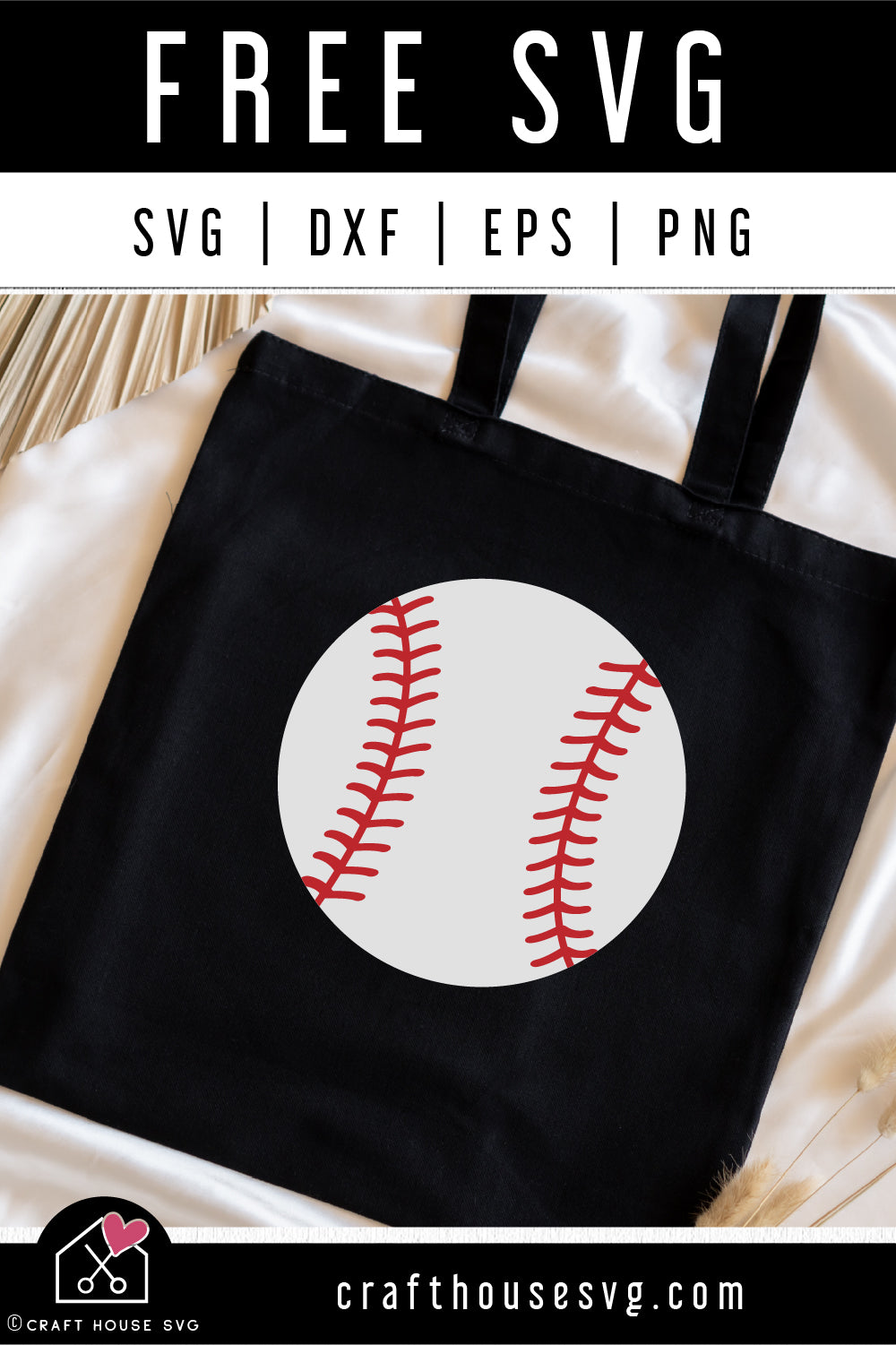 FREE Baseball SVG Baseball Tote Design Cut File | FB494 - Craft House SVG