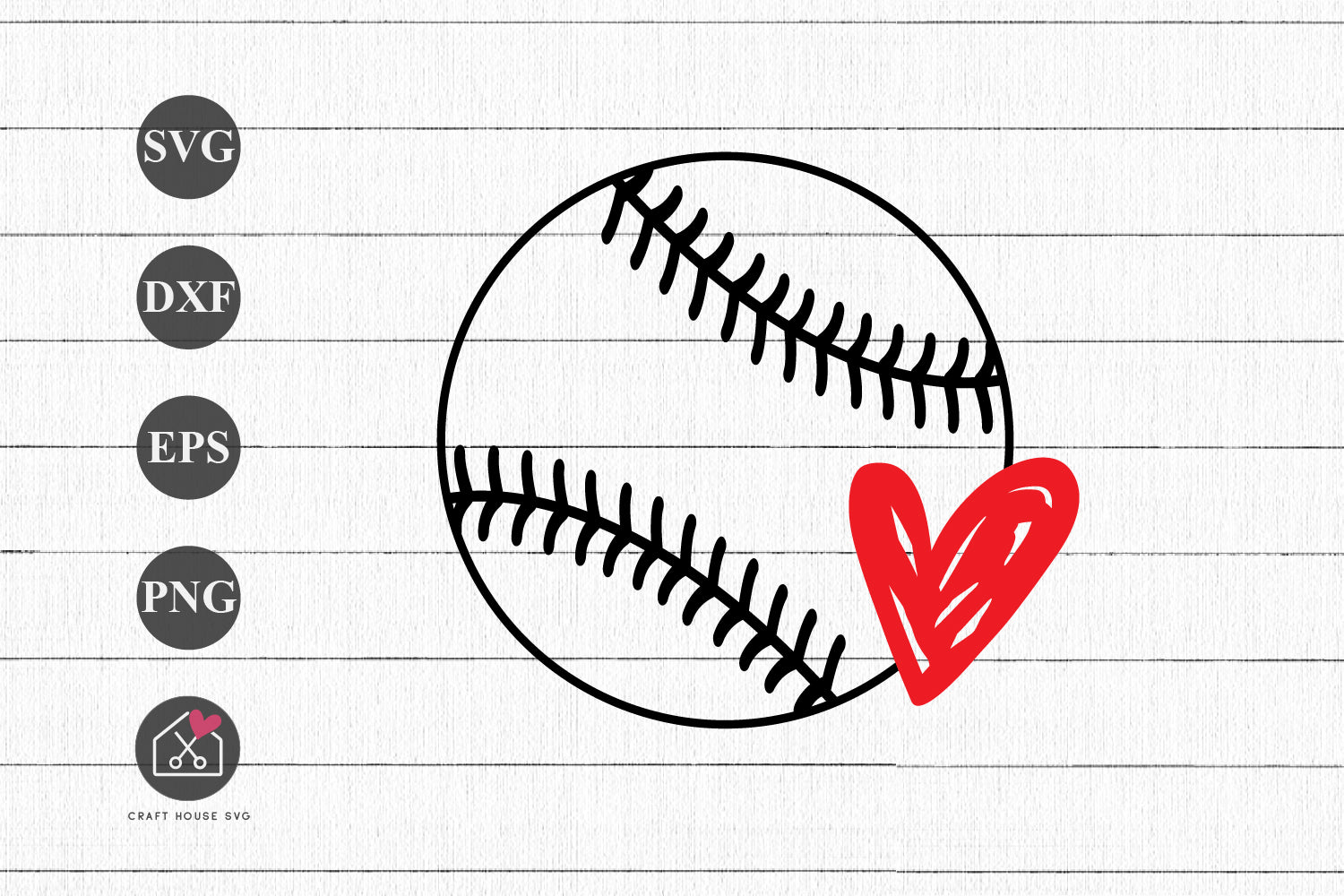 FREE Baseball Heart SVG Sketchy Heart Baseball Cut File | FB495 - Craft House SVG