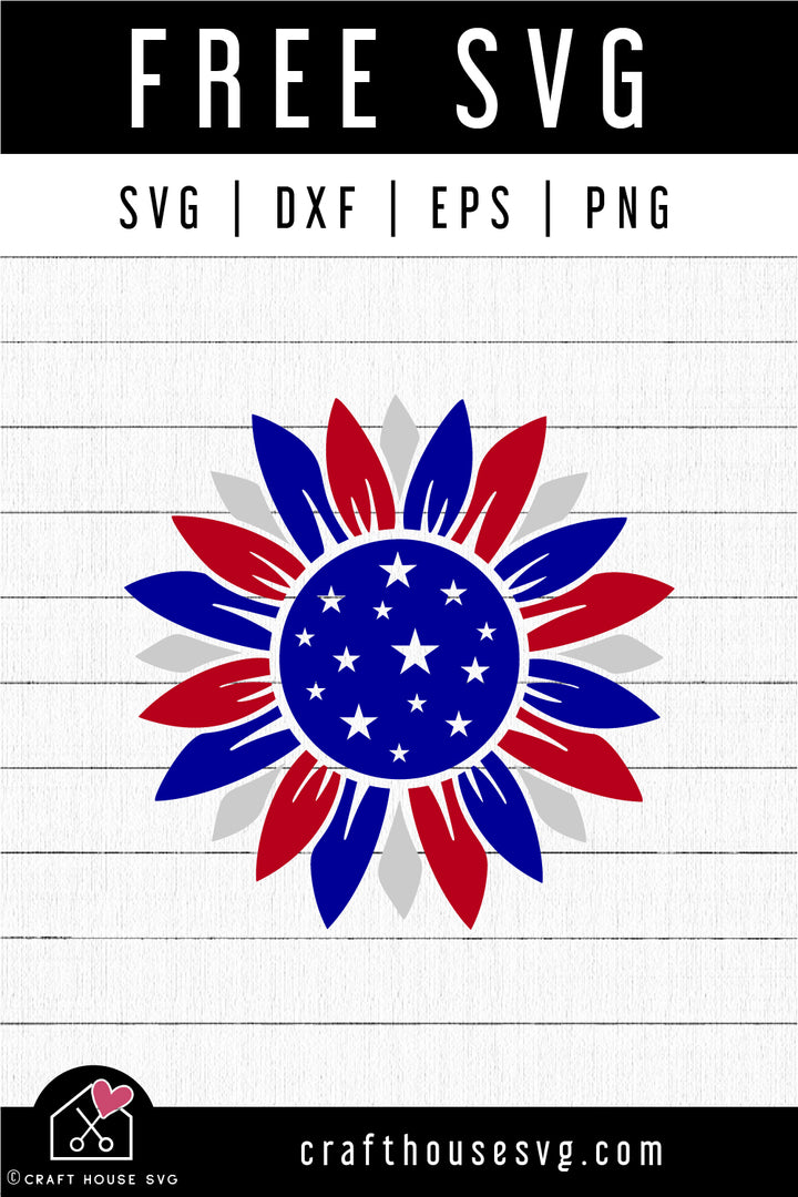 FREE Patriotic Sunflower SVG 4th of July Shirt Cut Files