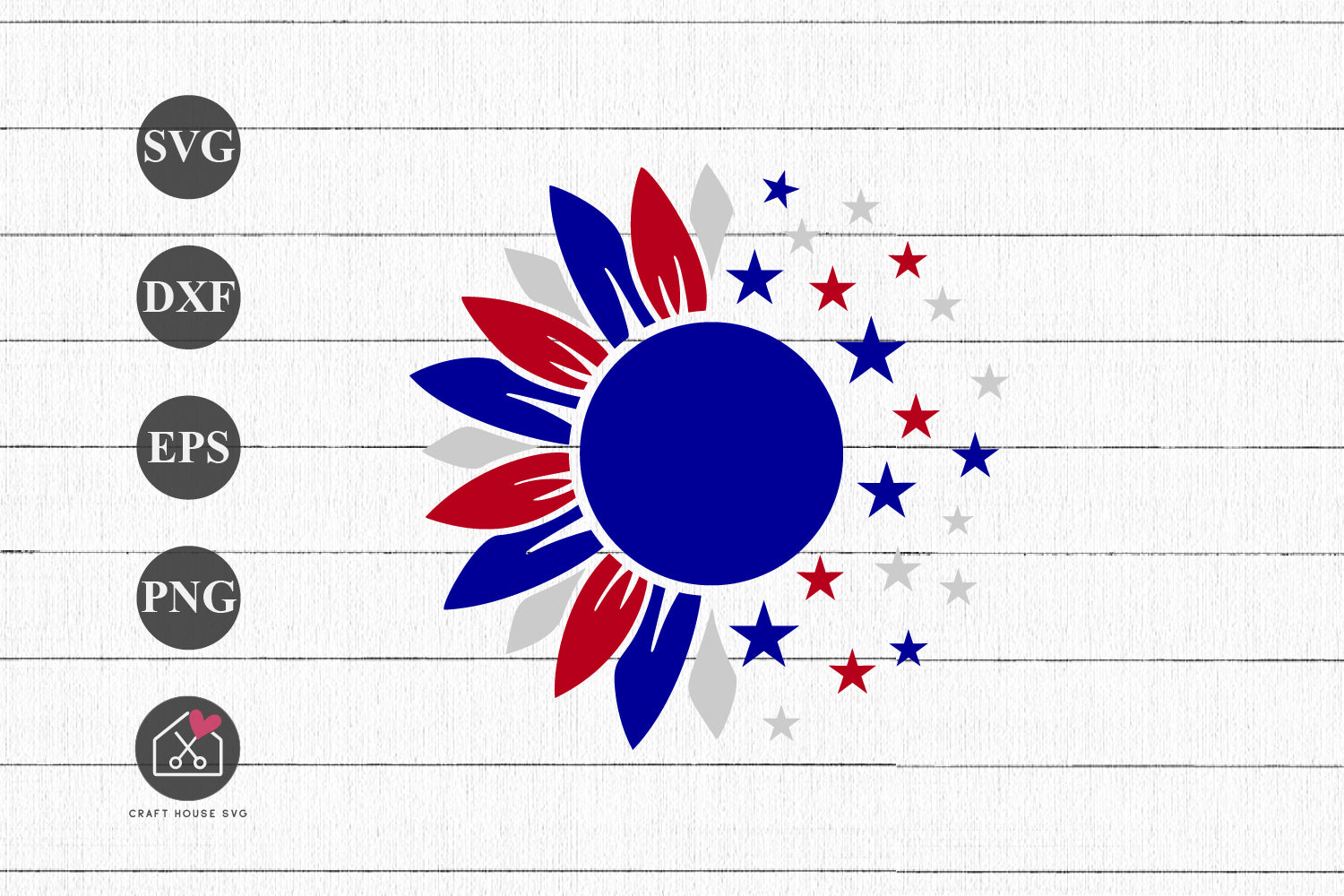FREE Patriotic Half Sunflower SVG 4th of July Shirt Cut Files - Craft House SVG