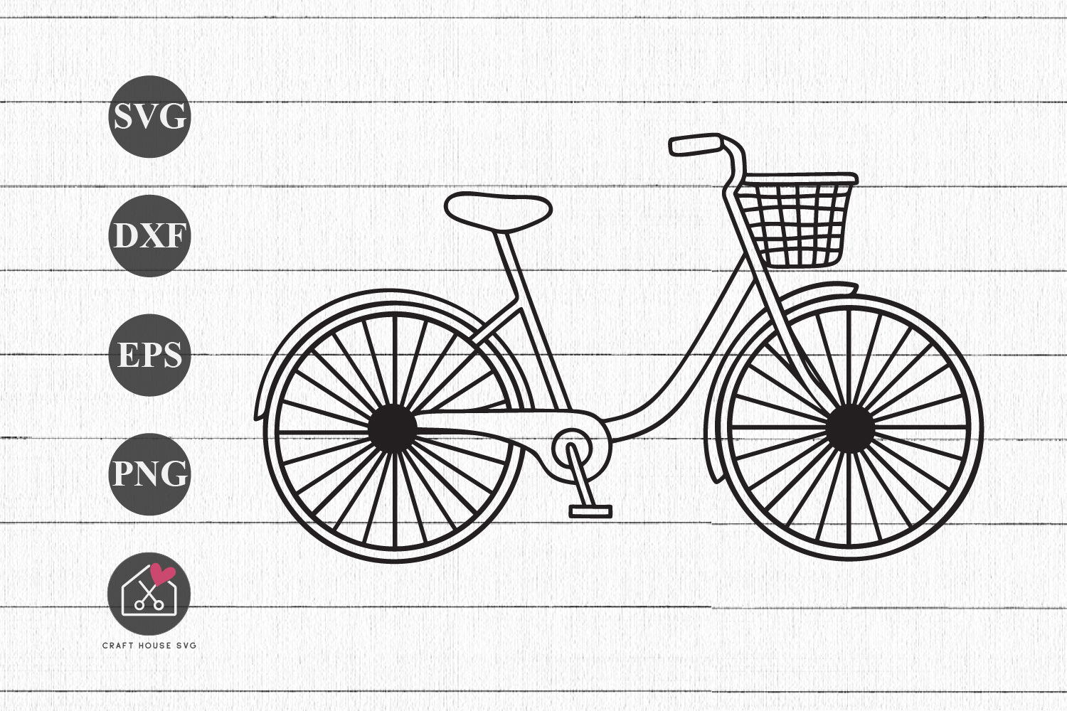 FREE Bicycle with Basket SVG Cut File - Craft House SVG