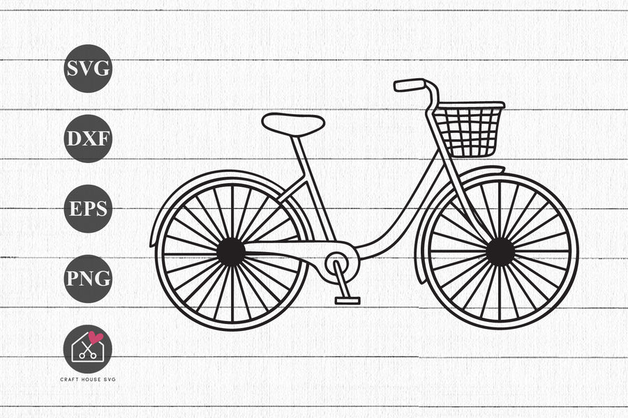 FREE Bicycle with Basket SVG Cut File - Craft House SVG