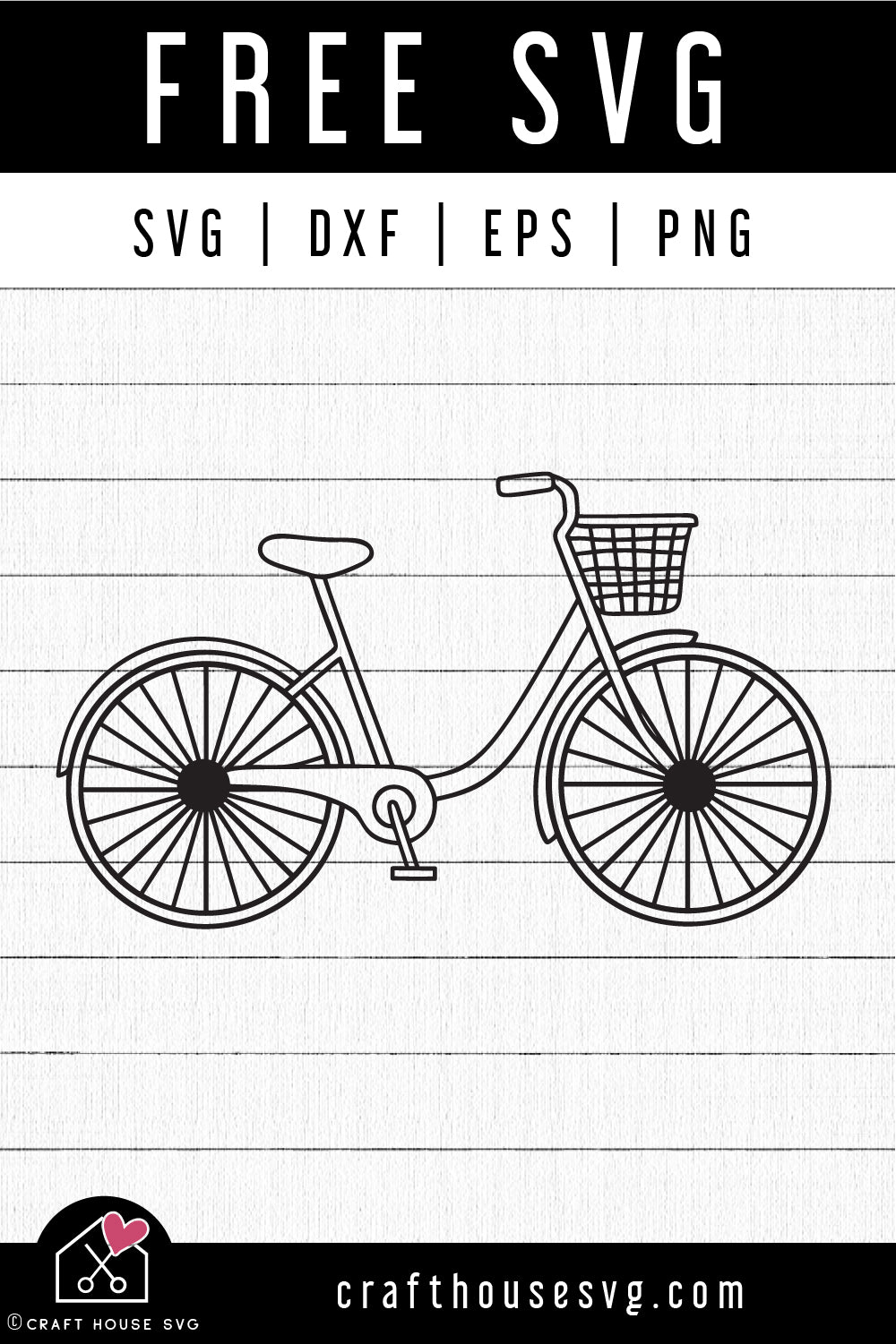 FREE Bicycle with Basket SVG Cut File - Craft House SVG